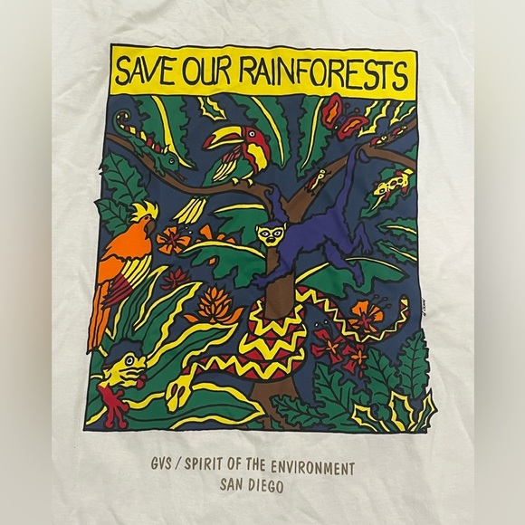 Vintage San Diego Zoo Shirt Mens XL White Save Our Rainforests Single Stitch - Picture 2 of 9